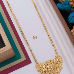 Private Lable New Fancy Design Trendy Mangal Sutra Gold Plated Big Pendant For Women