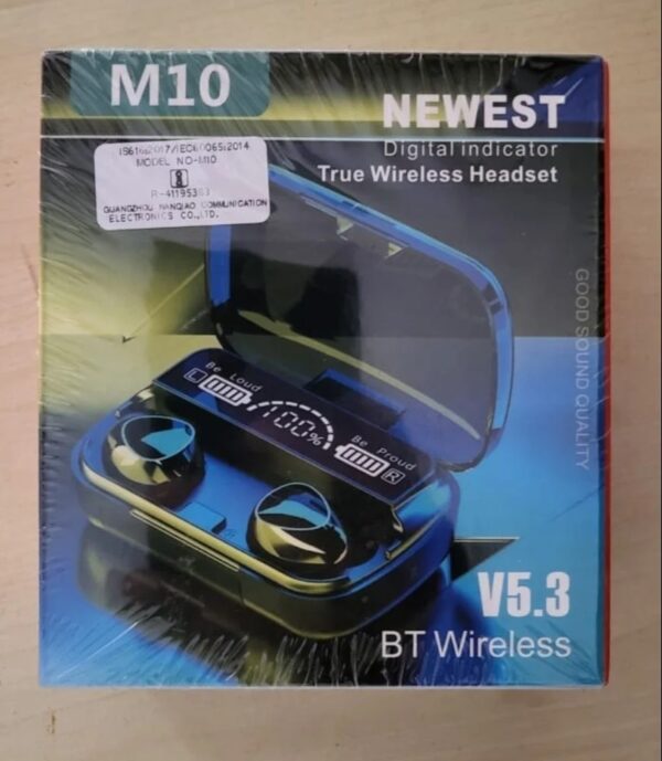 M10 newest V5 3 bluetooth earbuds seal open