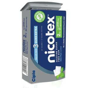 Cipla Nicotex Nicotine Sugar Free Mint Plus Gums 2mg 40 Gums per Tin Pack of 1