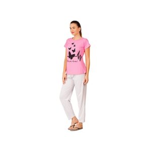 Private Lable Casual Night Wear Dress for Women Pink Womens Tops White Color Pant Size S
