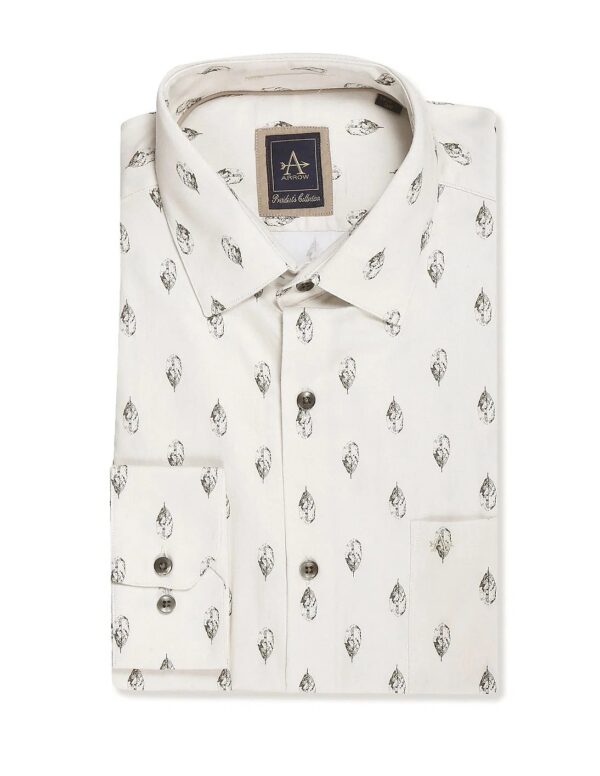 Arrow Slim Fit Printed Shirt Color Off White Size 41