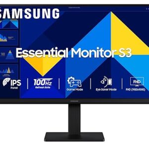 Samsung 24 60 5 cm S3 Flat Monitor Super Slim Borderless Design IPS Panel FHD 1920 x 1080 100 Hz 5 ms Ports HDMI VGA Game Mode Wall Mountable LS24D300GAWXXL Black