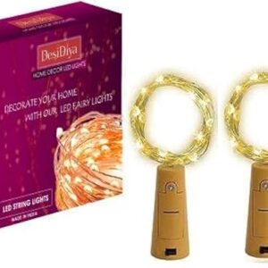 Desisiya bottle lights with cork mini copper wire fairy lights pack of 2