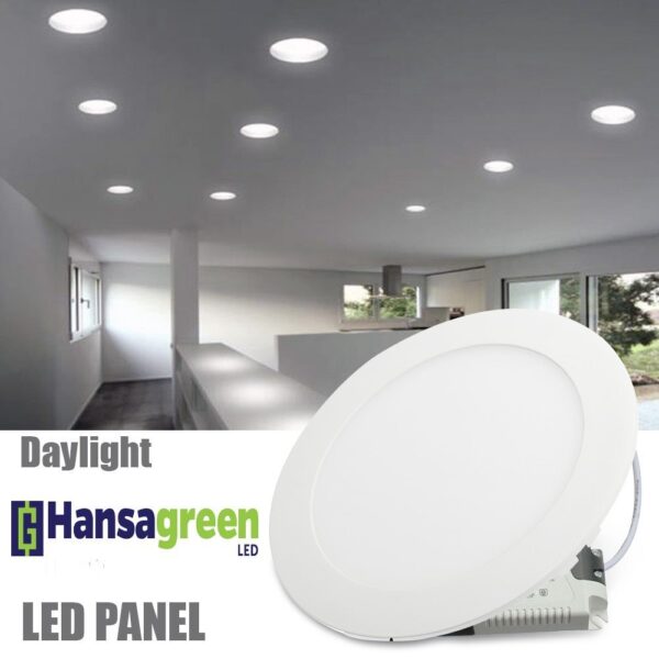 HansaGreen Round Cool White 6W Lumiglow Metal LED panel