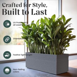 YUCCABE ITALIA FOXB GT 24 INCH Rectangle Pots for Plants Highly Durable Polymers Lightweight Indoor Outdoor Flower Pot black