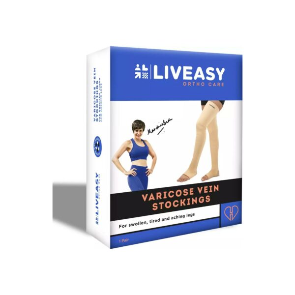 Liveasy Ortho Care Varicose Vein Stocking XL 1 pair beige colour