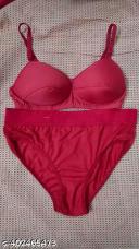 Private Lable Lyan Fashion Padded Bra Panty Set Maroon Colour Size 32 80