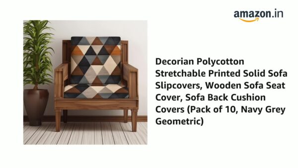 Decorian Polycotton Stretchable Printed Solid Sofa Slipcovers pack Of 10