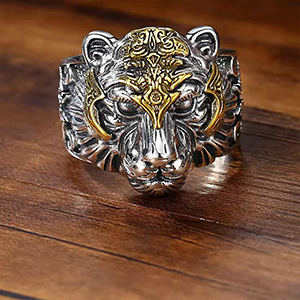 Private Lable Mens Animal Rings Stainless Steel Dragon Tiger