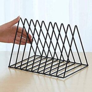 Private Lable MOREYAJI Black coating Triangle Wire Magazine Files Folder Stand Desktop File Organizer Holder Book Shelf 7 Slot File Sorter For Office Home Decore