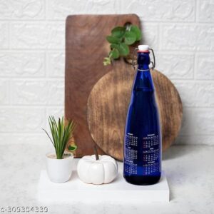 Private Lable SAND DUNE Set of 3 1000 ml Each Calendar Printed Glass clip top cap water bottle with flip top cap Leak Proof for water Juices Reusable Travel Glass Drinking Fridge Bottles
