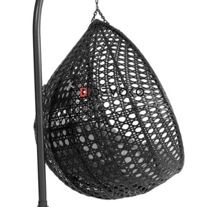 Private Lable Outdoor Indoor Balcony Garden Porch Back Yard Bed Room Terrace Jhula Patio Rattan and Wicker Unique Design Double Seater Swing for Adult and Child Black spring missing