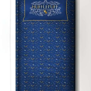 Silverlinen Blue and Gold Harry Potter Hufflepuff Printed 250 TC Single Bedsheet Set 1Pillow Cover