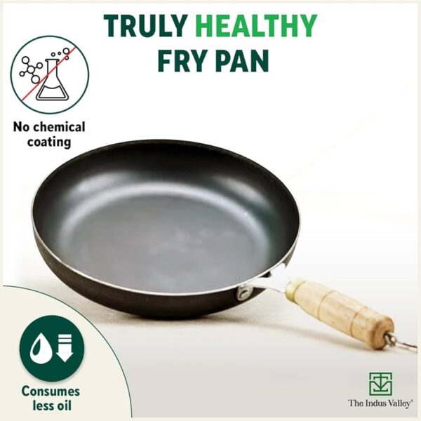 The indus valley induction friendly iron fry pan with wooden handle