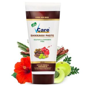 VCare Shikkakai Paste 150gm For Hair Wash with Soy Protein and Provitamin B5 Herbal Hair Wash for Extra Moisture Nourishment