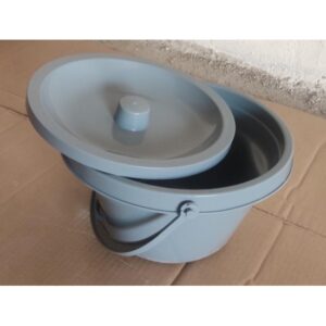Private Lable Removable Round Bucket for Commode Wheelchair Grey Cap Missing