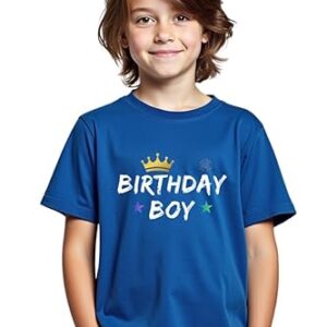 Private Lable Lyonardo 100 Cotton Kids Tee with Birthday Boy Print Tshirt Color Blue Size 10Y