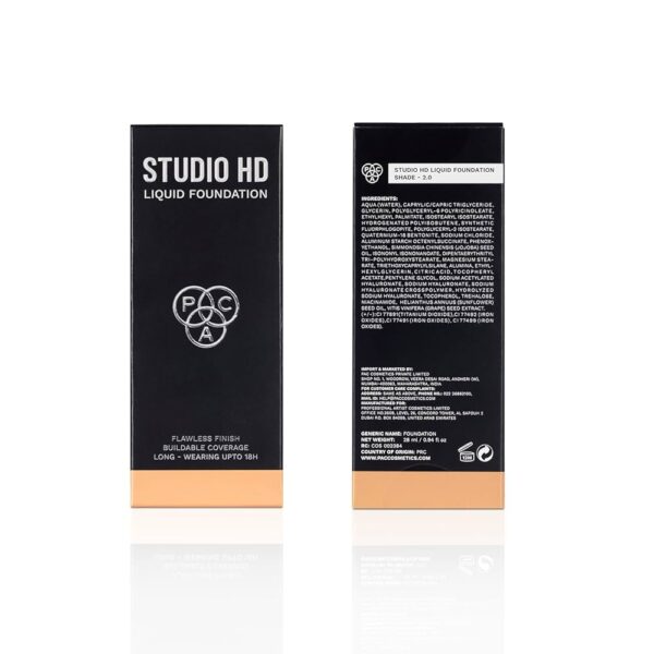 PAC Studio HD Liquid Foundation 2 0 Lightweight Dewy Satin Finish 28ml