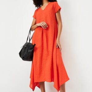 Max Kalki x Max Women Textured Asymmetric Dress orange colour size M