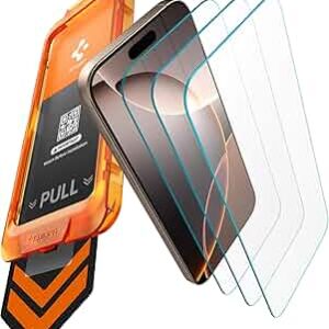 Spigen AlignMaster S Tempered Glass Screen Guard for iPhone 16 iPhone 15 3 Pack
