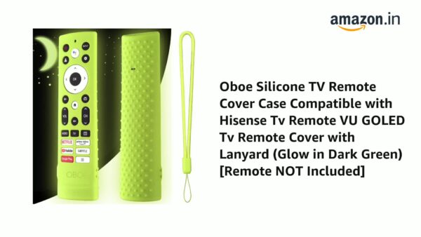 Silicone TV Remote Cover Case Compatible with Hisense Tv Remote VU GOLED Tv Remote Cover with Lanyard Glow in Dark Green Remote NOT Included