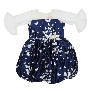 Doodle Girls Navy Blue White Printed Fit and Flare Dress Size 6 Years