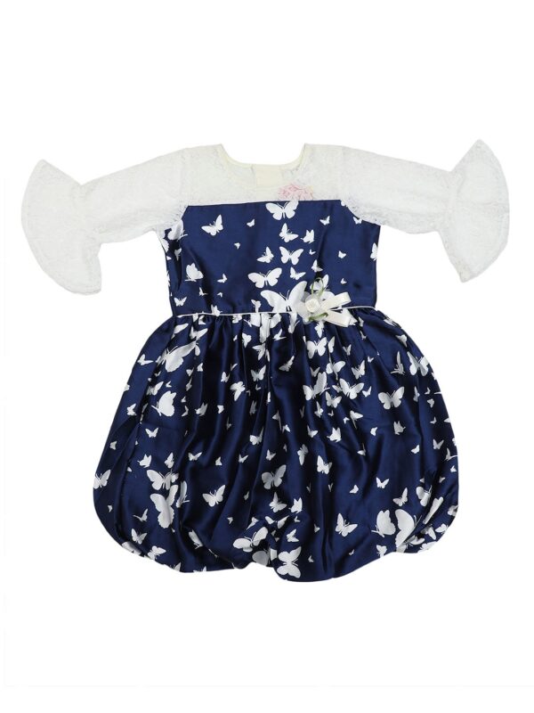 Doodle Girls Navy Blue White Printed Fit and Flare Dress Size 6 Years