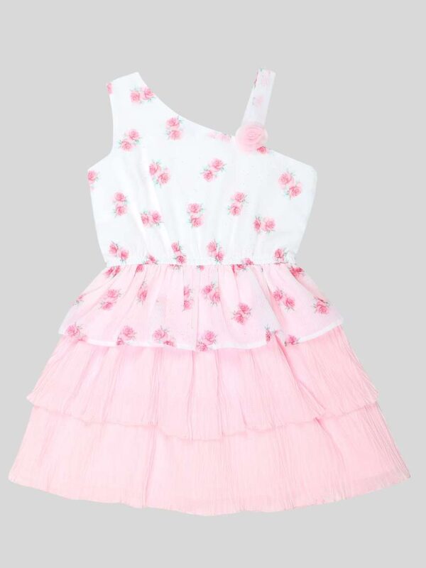 Doodle Floral Print Fit Flare Dress Pink Colour szie 4 Years