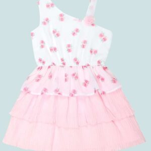 Doodle Floral Print Fit Flare Dress Pink Colour Size 10 Years