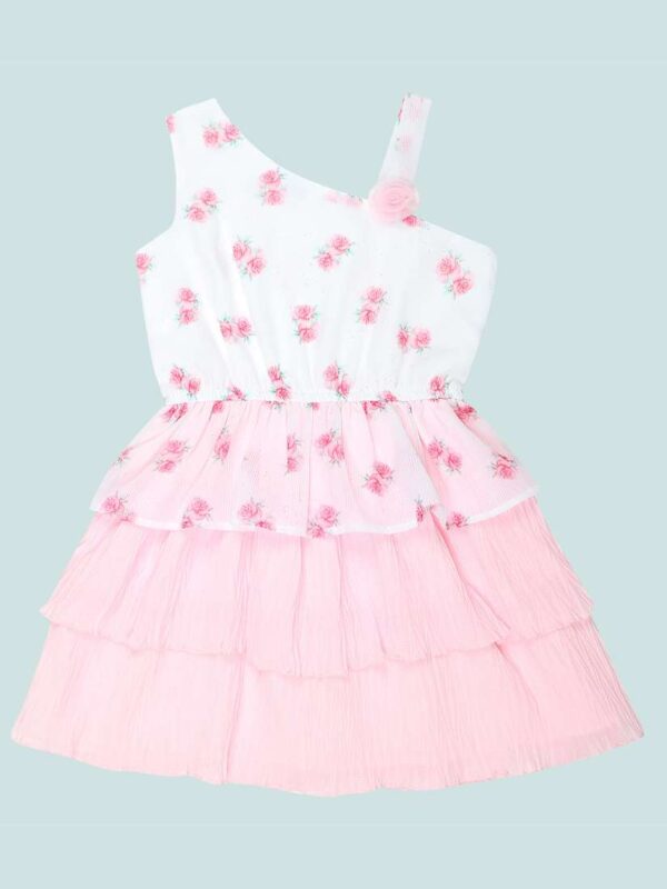 Doodle Floral Print Fit Flare Dress Pink Colour Size 10 Years