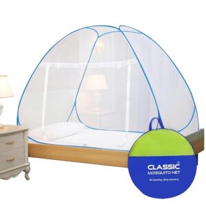 Classic Foladable Mosquito Net White Blue Colour