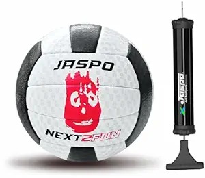 jaspo Soft Touch Recreational pu Leather Volleyball with Hand Air Pump colour black white