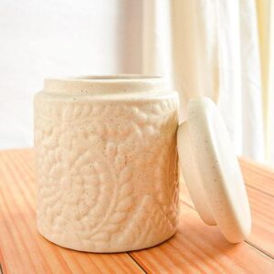 Private Lable All Decor Ceramic Handcrafted Hand painted Multi Utility Storage Jar with Lid 1000 ml Set of 1
