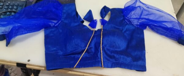 Private Lable Net Puff Sleeves Blouse blue colour size m