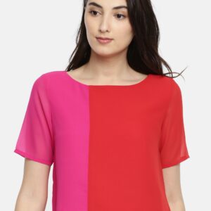 ROVING MODE Women Polistar Top Red And Pink Size L