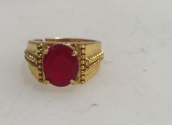 Private Lable Gold Plated Ring Red Stone Men and Women