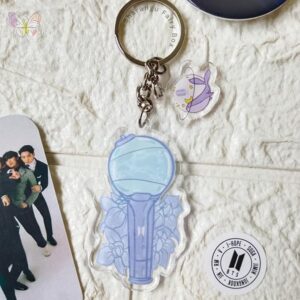Private Lable BTS Bomb Lightstick Inspired Acrylic Keychain blue colour
