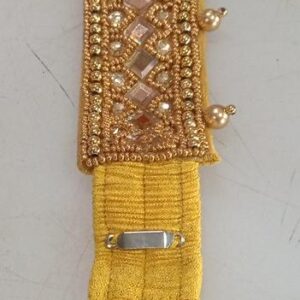 Private Lable New Latest Aariwork Hipbelt Embroiderywork Cloth Hipbelt Adult size Hipbelt yellow gold colour