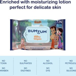 BUMTUM Baby Wet Wipes with Lid Paraben Sulfate Free Pack of 1