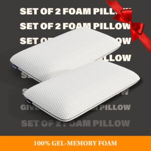 Emma adjustable memory foam set of 2 pillow white colour
