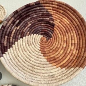 Private Lable Handcrafted Sabai Grass orange beige brown Spiral Wall Plate