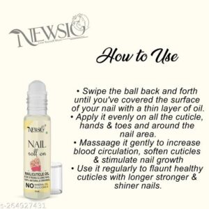 Newsio Nail Strong Growth Oil For Shiny Stronger Nails Growth Pack of 1 Bottle Roller 10 ml