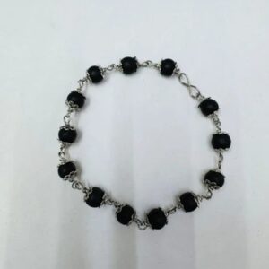 Private Lable Casual Wear 8mm Silver Capped Karungali Bracelets