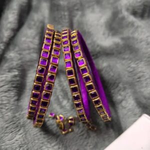 Private Lable Silk Thread Bangles Purple Colour 6 pcs