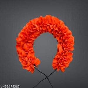 Private Lable Artificial Flower for Bharatanatyam Women Accessory Bridal Hair Orange Colour