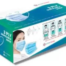 Private Lable Atom Shield 3 Ply Disposable Face Mask Elastic 50 pcs