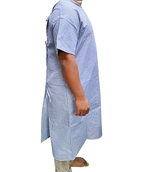 Private Lable Stitched Overlap Patient Gown blue colour size XXL