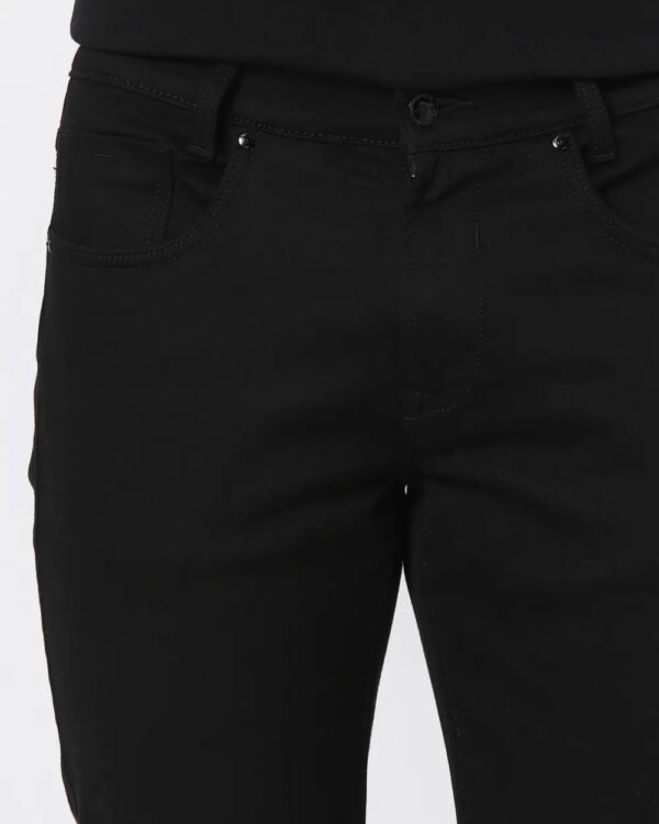 Mufti Jet Black Straight Fit Denim Deluxe Stretch Jeans black colour size 105cm