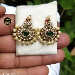 Private Lable Attractive New arrival jewellery Manaal Jewels Designer CZ Earring colour Green Stone for Women s