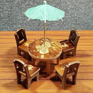 Private Lable Vemlons Handicraft Miniature Wooden Chairs and Table Set